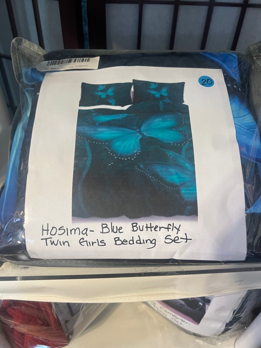 Blue Butterfly Twin Girls Bedding Set